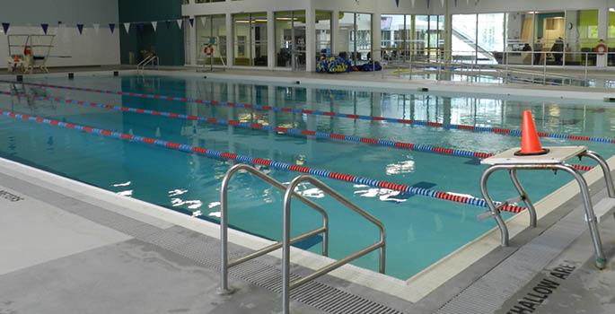 Child in pool at Jack Burger Sports Complex in Port Hope